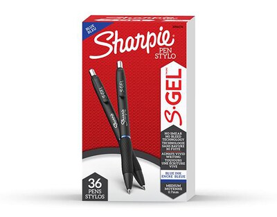 Sharpie S-Gel Retractable Gel Pen, Medium Point, Blue Ink, 36/Pack  (2096176)